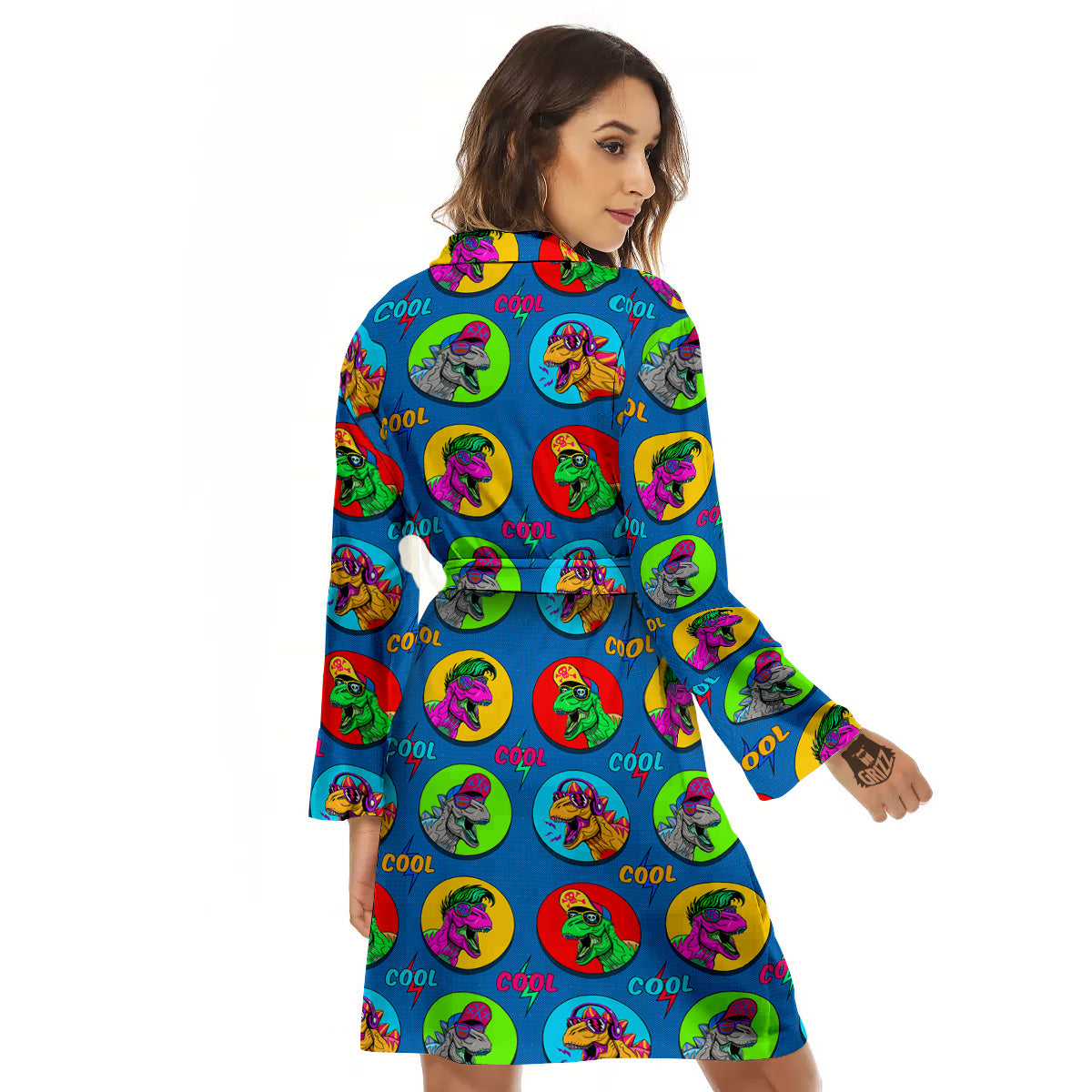 Dinosaurs Pop Art Print Pattern Women's Robe-grizzshop