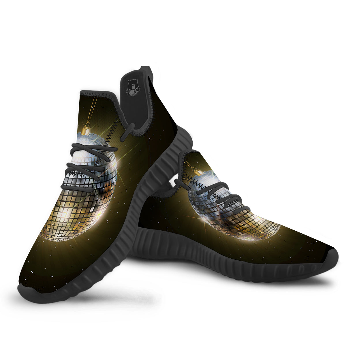 Disco Ball In Night Party Print Black Walking Shoes-grizzshop