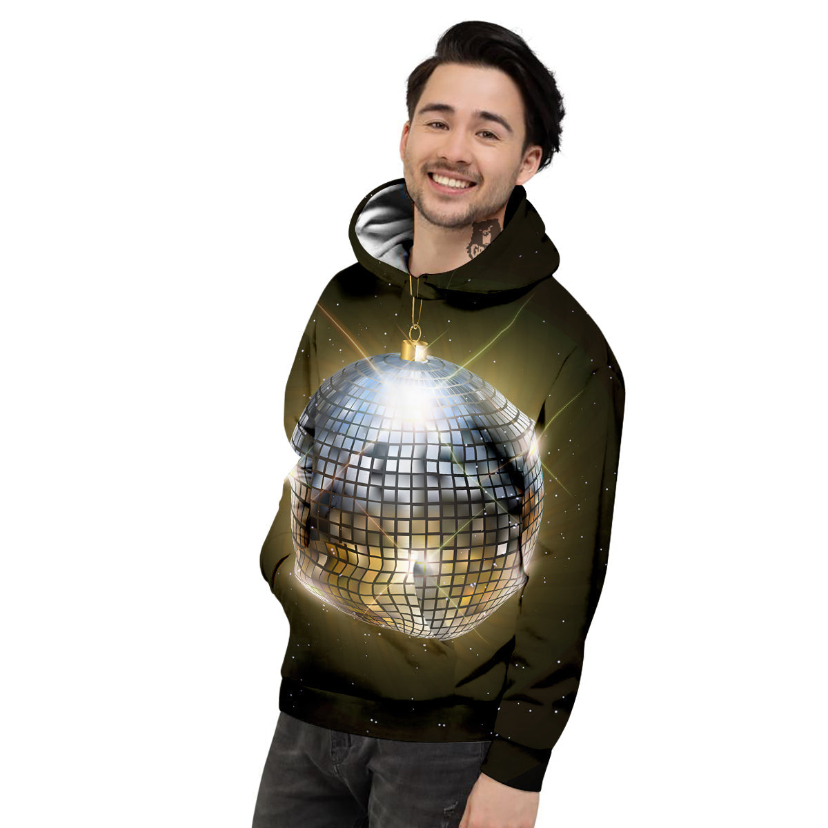 Disco Ball In Night Party Print Men s Hoodie