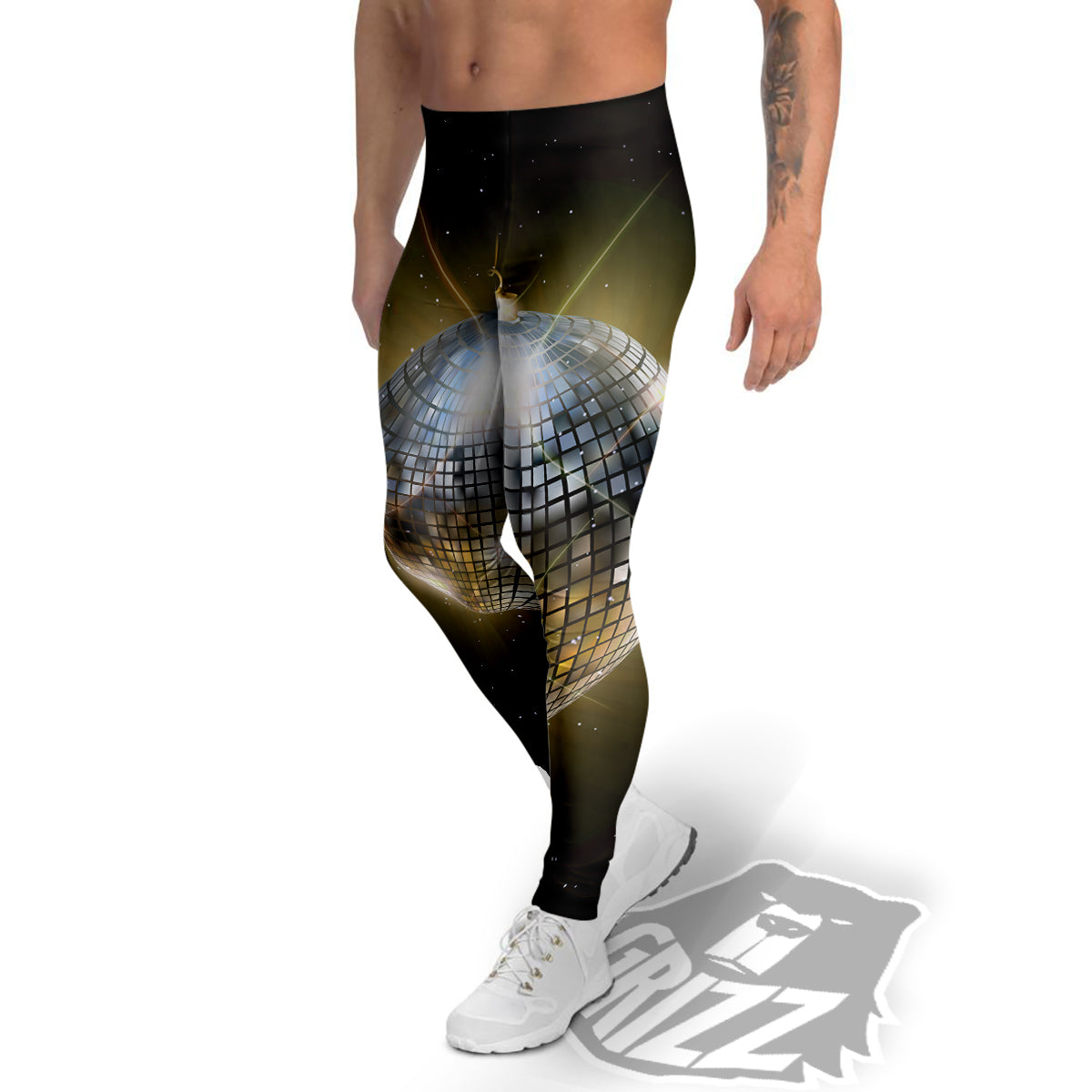 Disco Ball In Night Party Print Men's Leggings-grizzshop