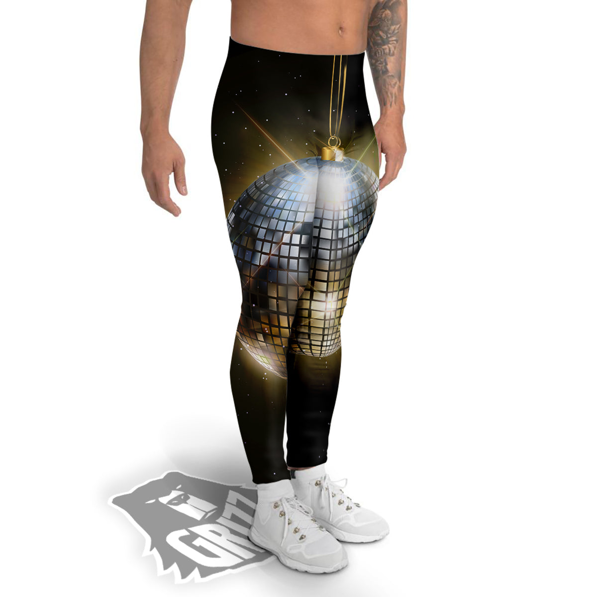 Disco Ball In Night Party Print Men's Leggings-grizzshop