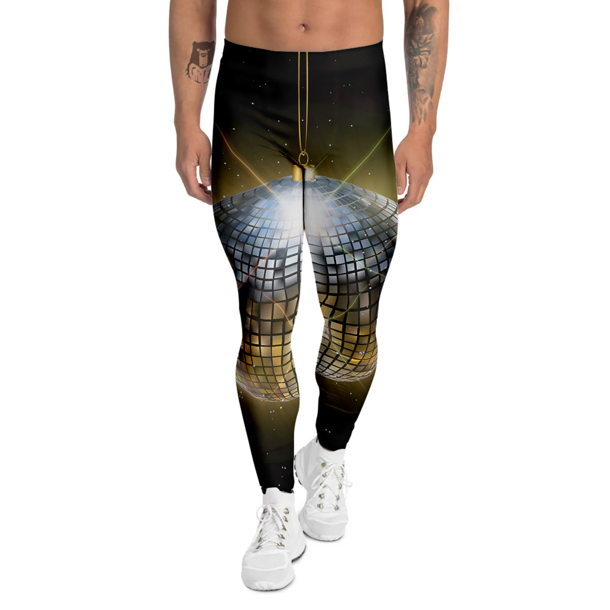 Disco Ball In Night Party Print Men's Leggings-grizzshop