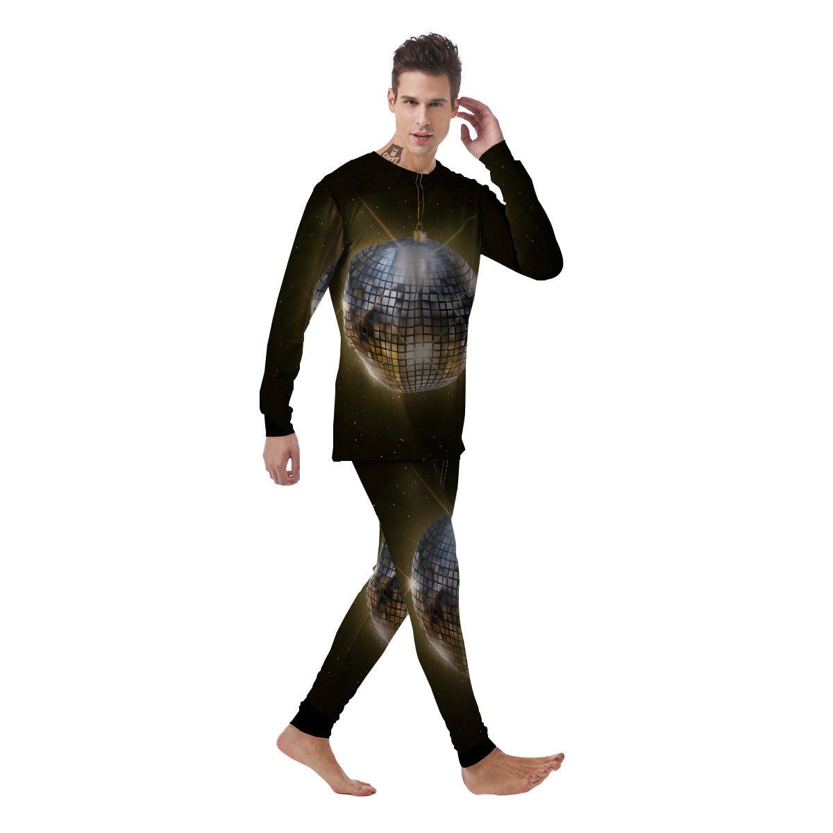 Disco Ball In Night Party Print Men's Pajamas-grizzshop