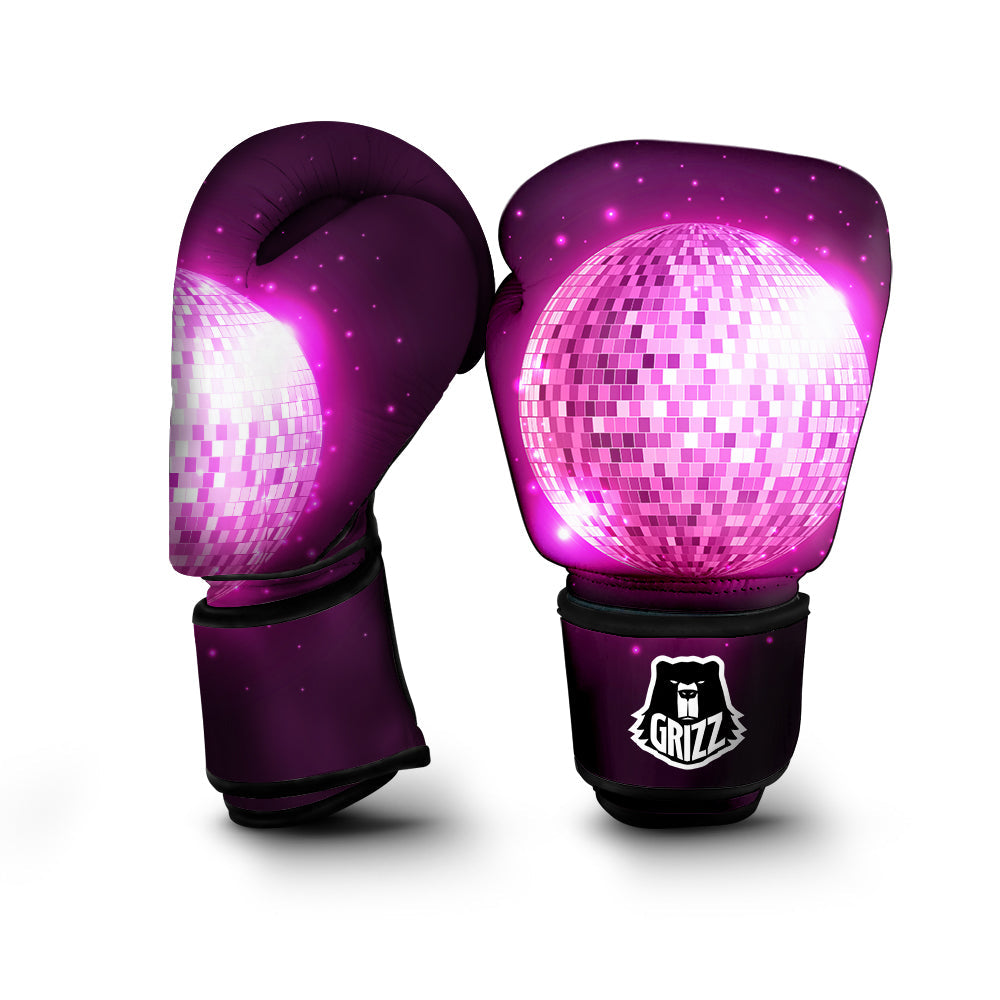 Disco Ball Light Pink Print Boxing Gloves-grizzshop