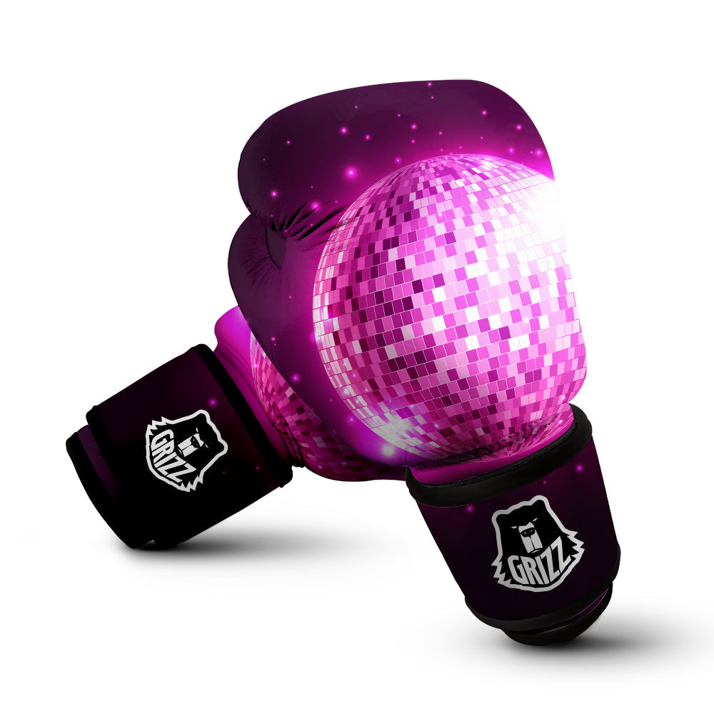 Disco Ball Light Pink Print Boxing Gloves-grizzshop