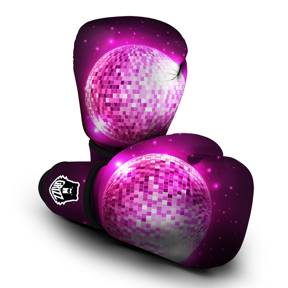 Disco Ball Light Pink Print Boxing Gloves-grizzshop