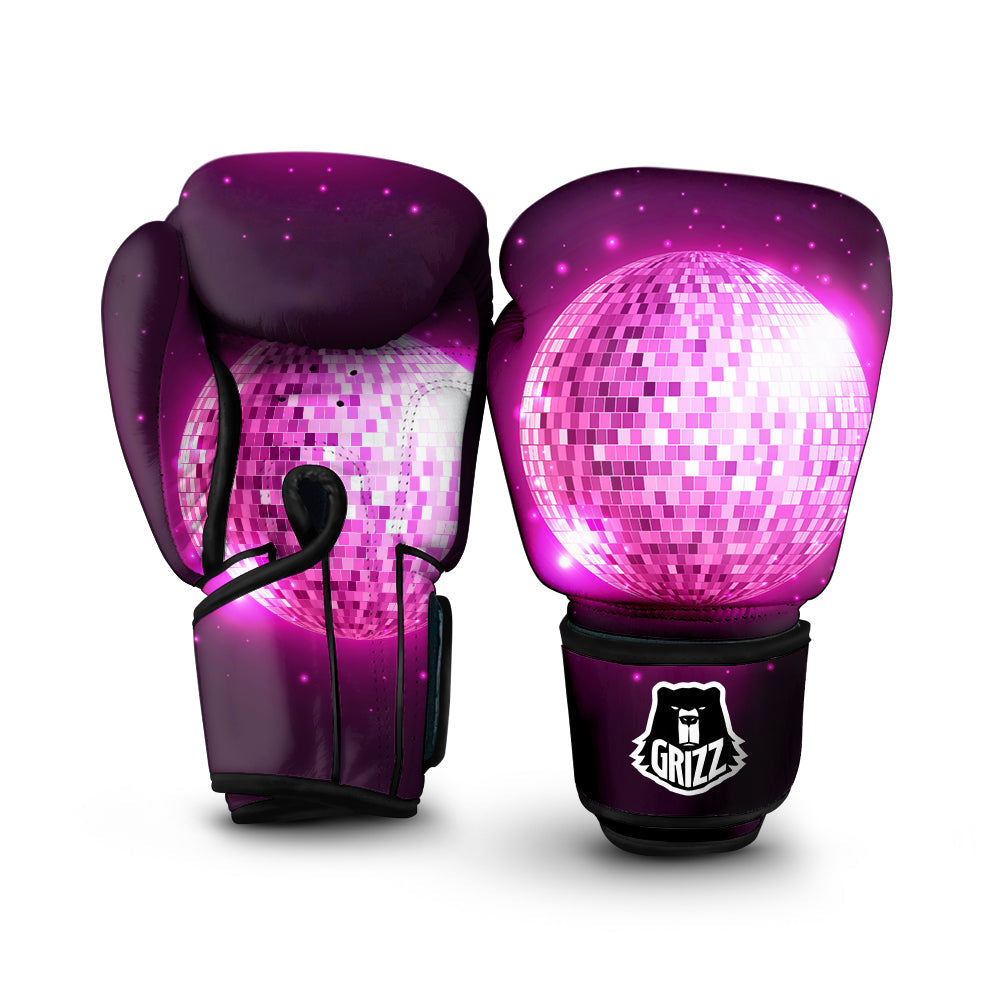 Disco Ball Light Pink Print Boxing Gloves-grizzshop
