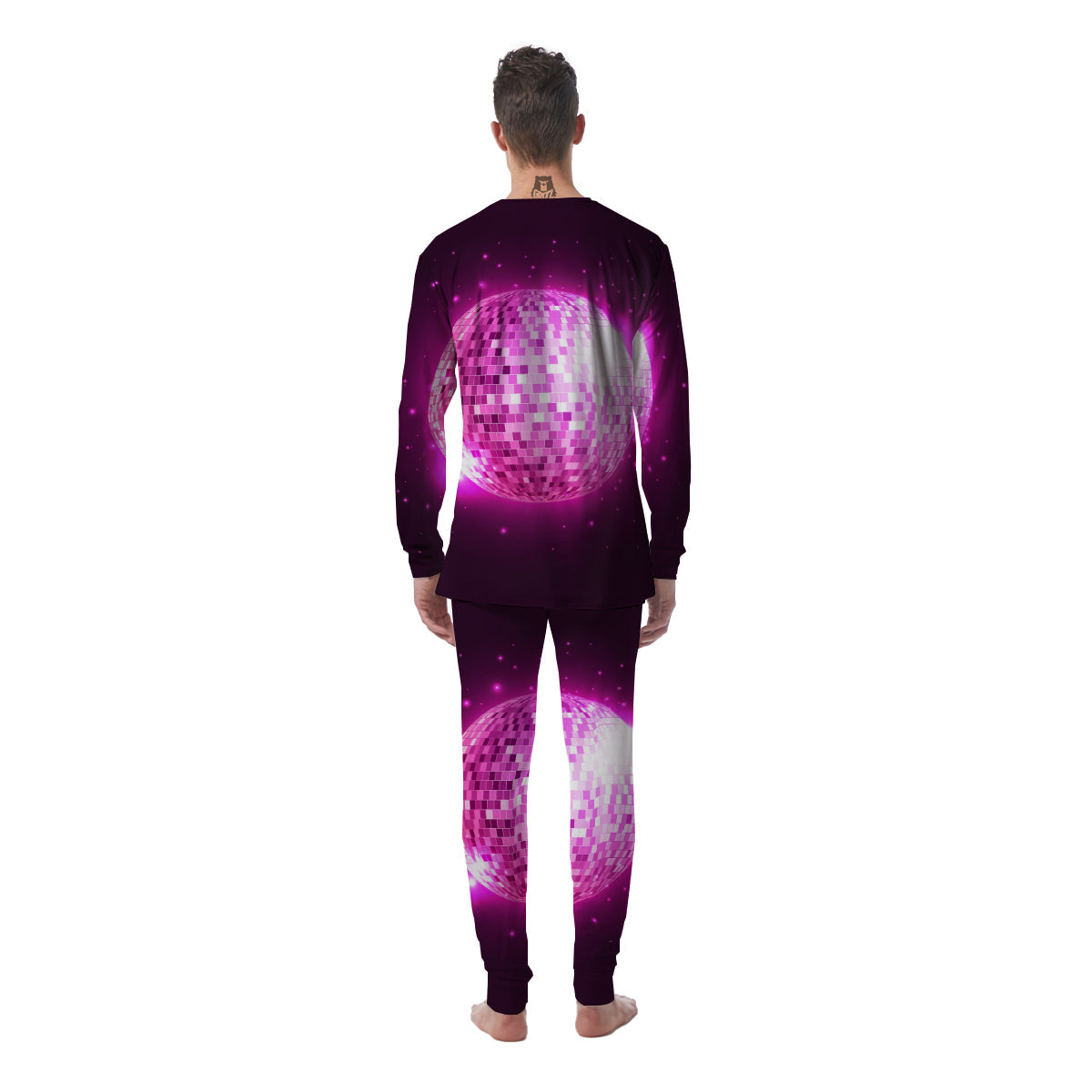 Disco Ball Light Pink Print Men's Pajamas-grizzshop