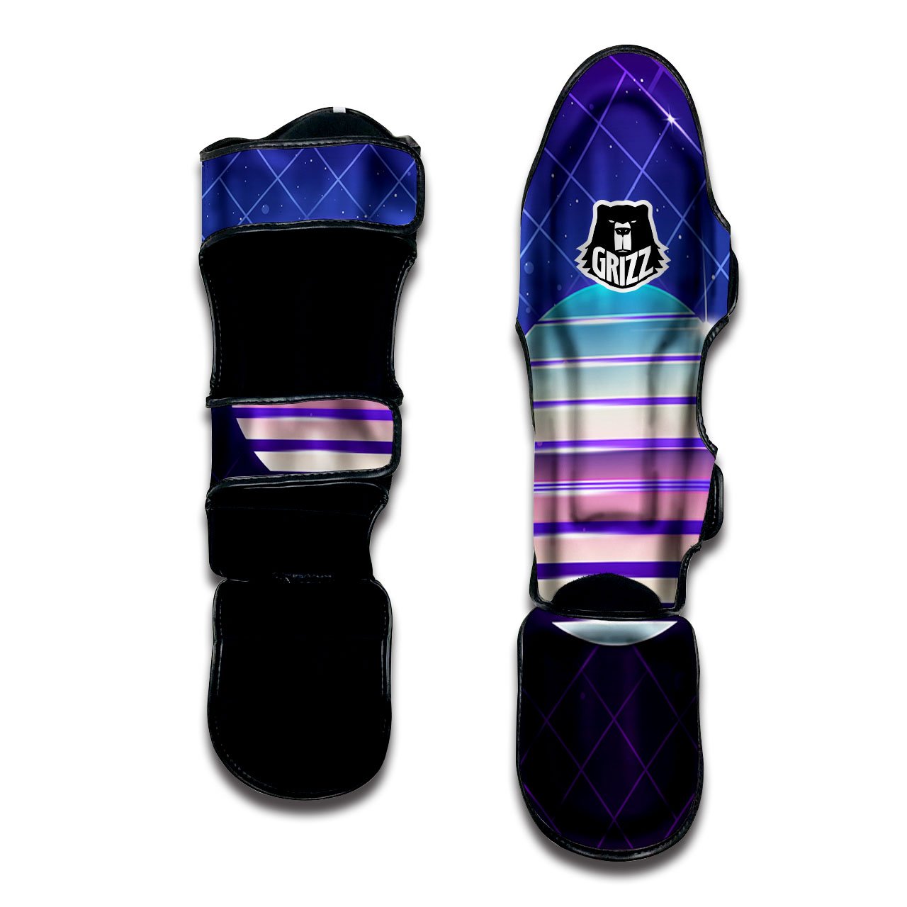 Disco Ball Purple Light Print Muay Thai Shin Guards-grizzshop