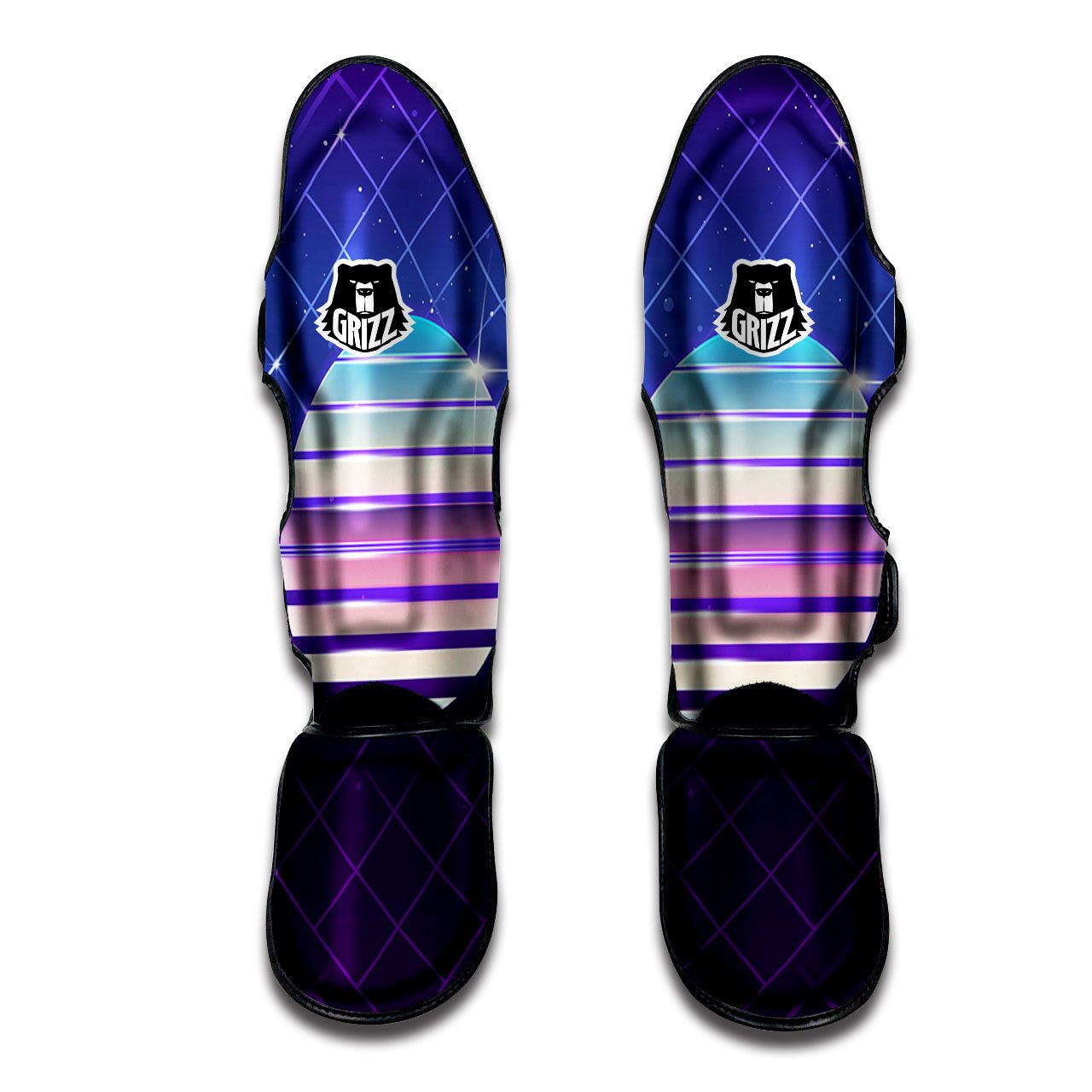 Disco Ball Purple Light Print Muay Thai Shin Guards-grizzshop