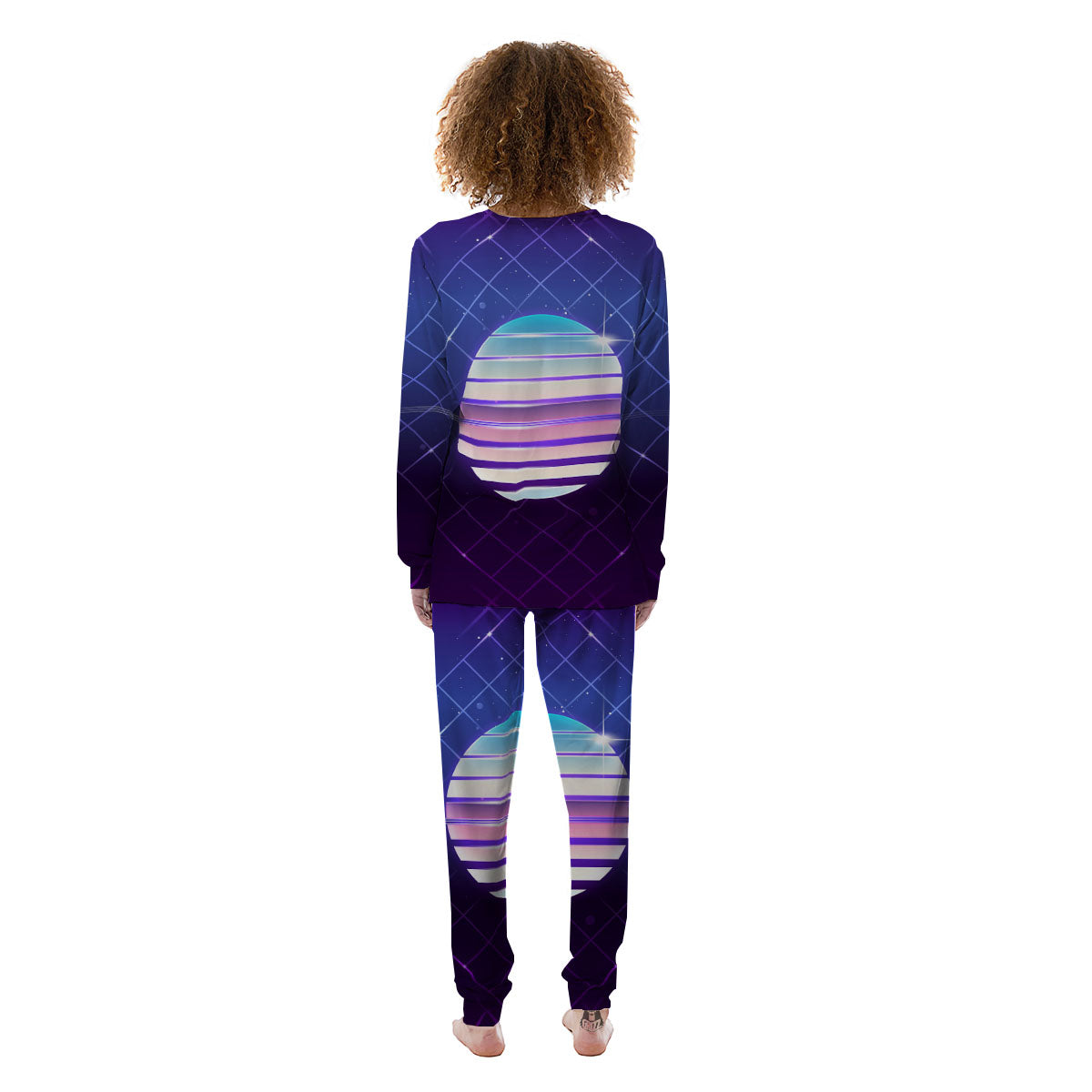 Disco Ball Purple Light Print Women's Pajamas-grizzshop