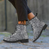 Disco Ball Texture Print Leather Boots-grizzshop
