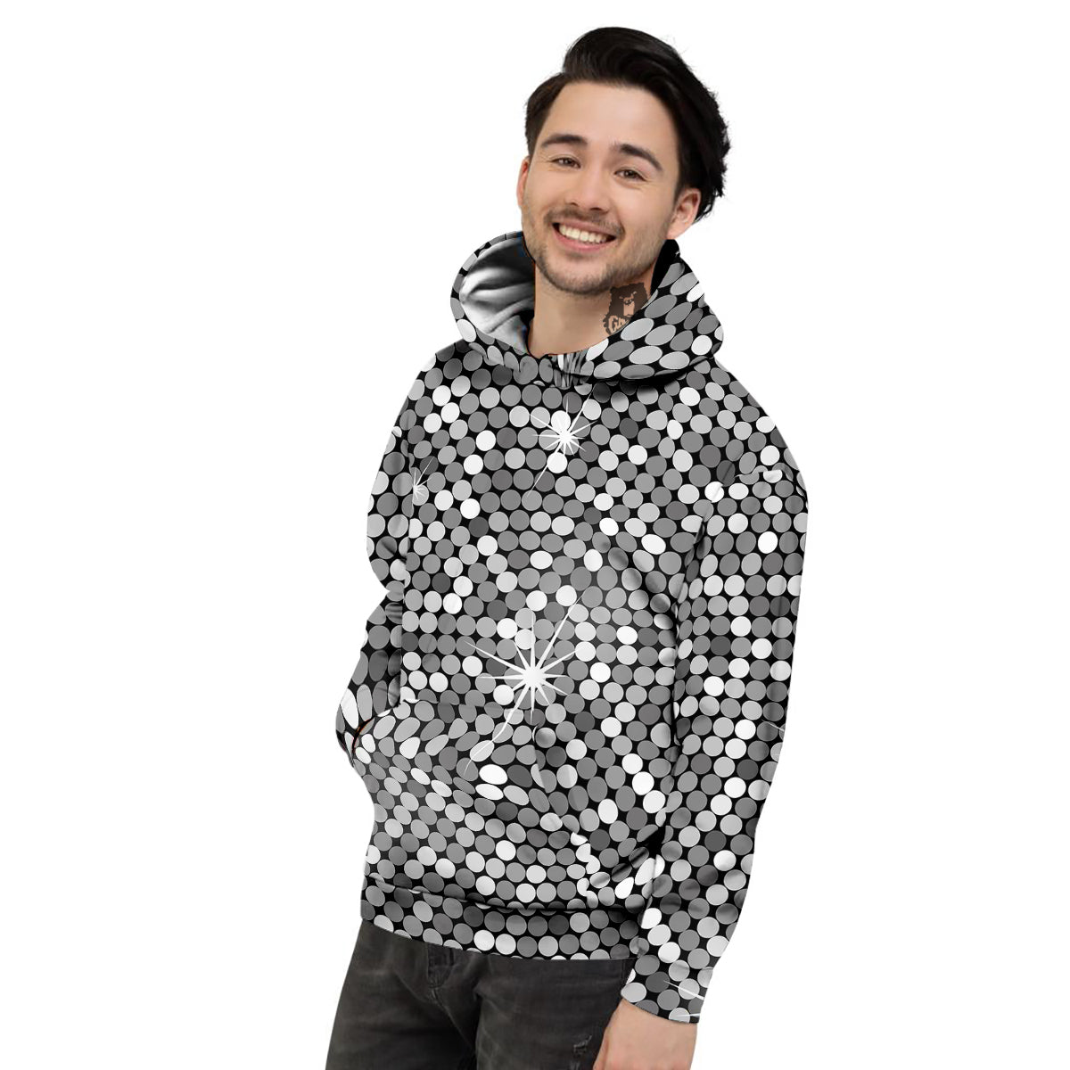 Disco Ball Texture Print Men s Hoodie Grizzshopping