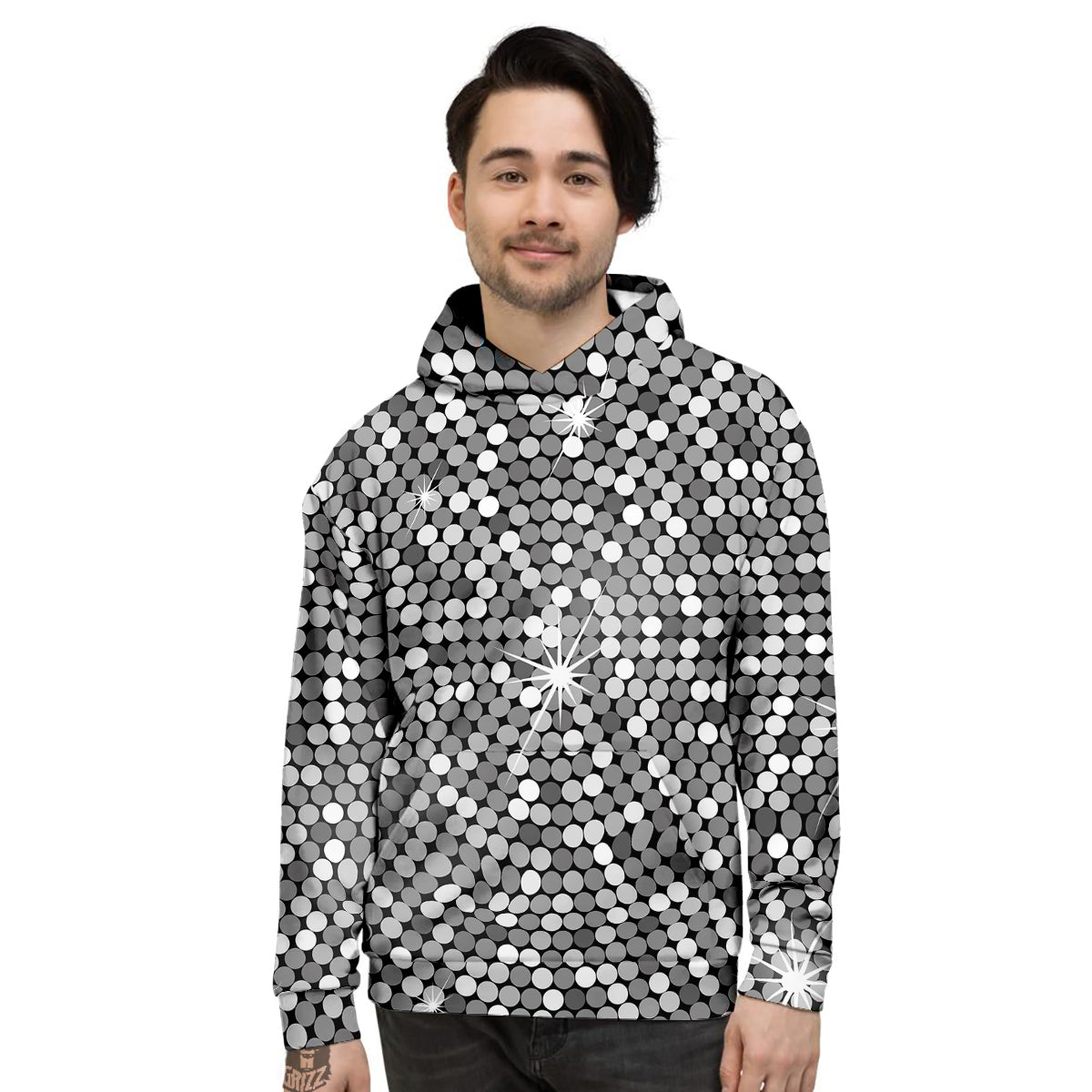 Disco Ball Texture Print Men's Hoodie-grizzshop