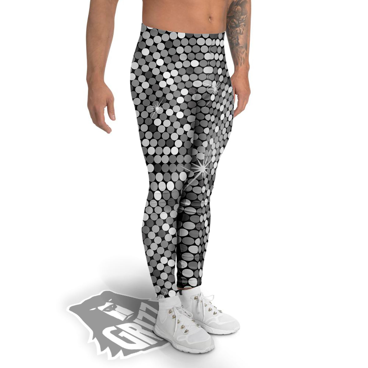 Disco Ball Texture Print Men's Leggings-grizzshop