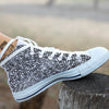 Disco Ball Texture Print White High Top Shoes-grizzshop