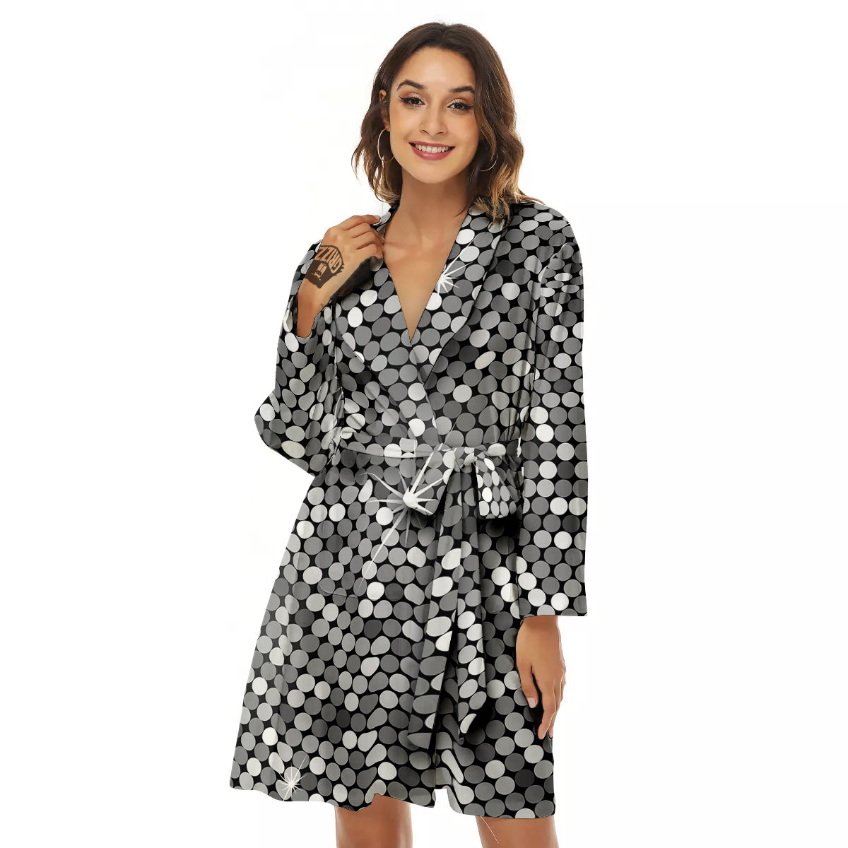 Disco Ball Texture Print Women's Robe-grizzshop