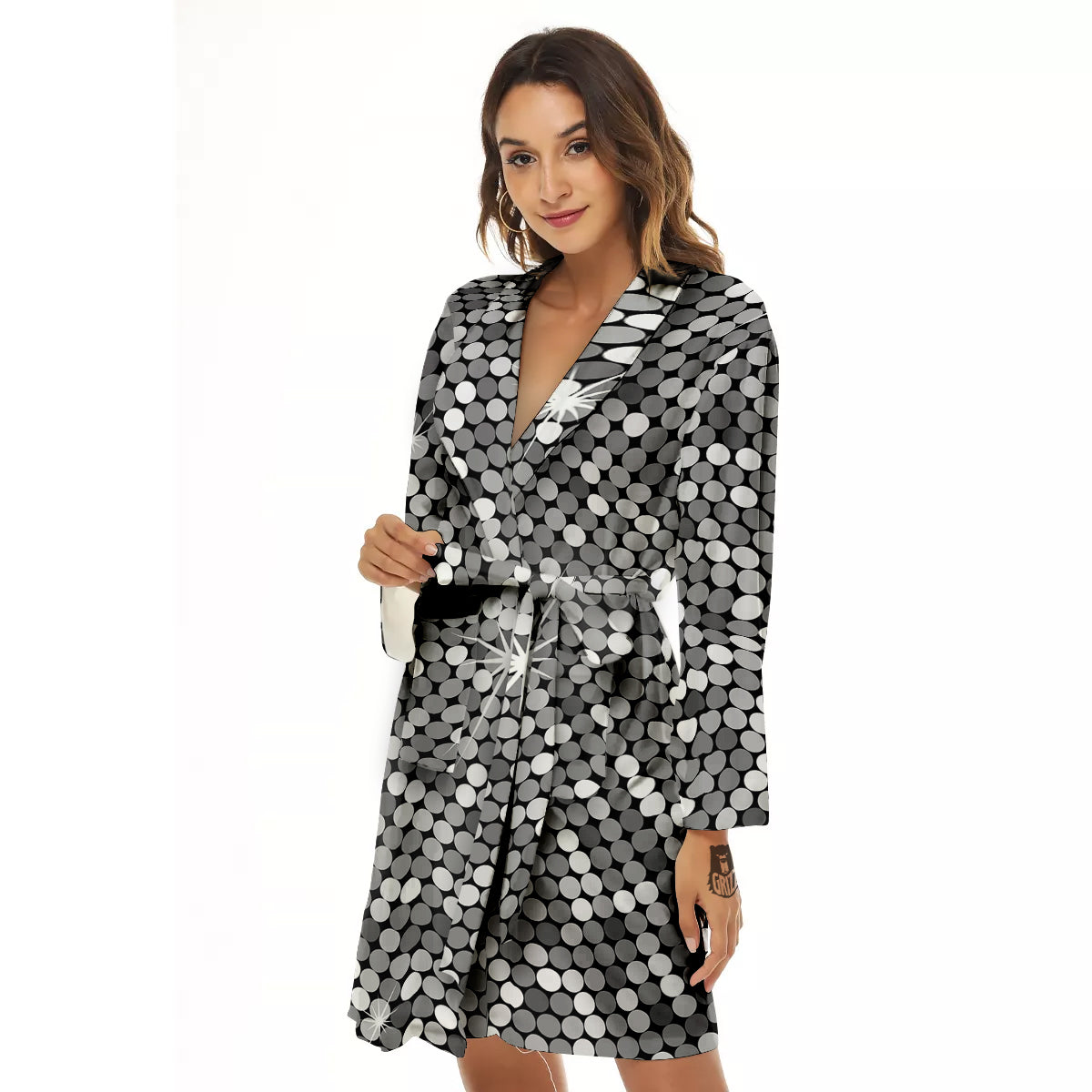 Disco Ball Texture Print Women's Robe-grizzshop