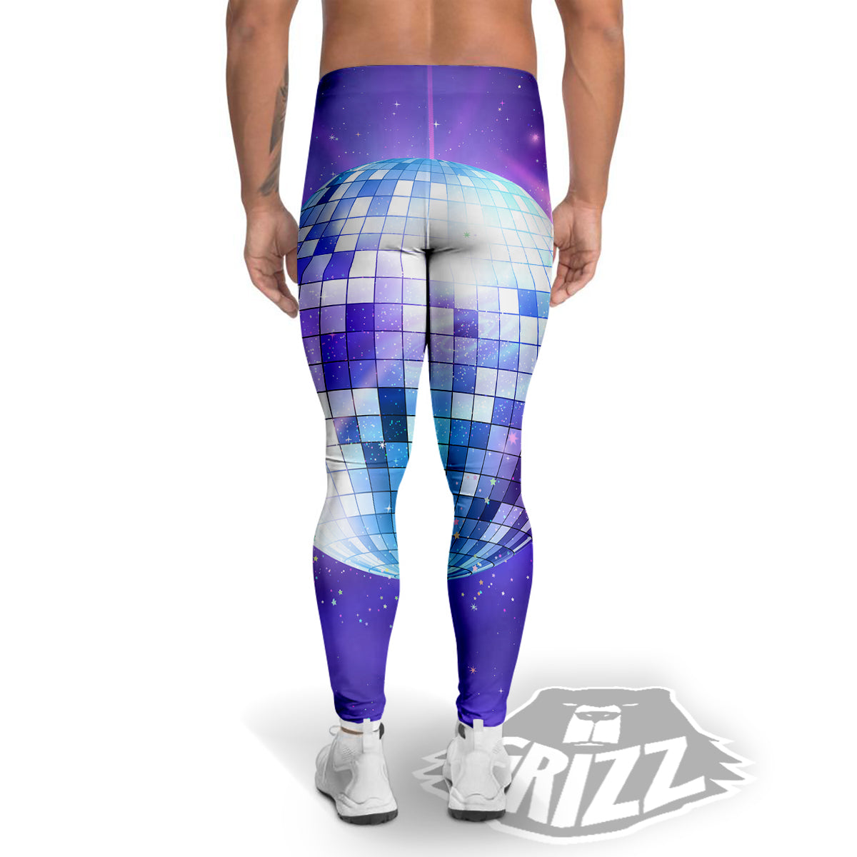 Disco Ball Ultraviolet Print Men's Leggings-grizzshop