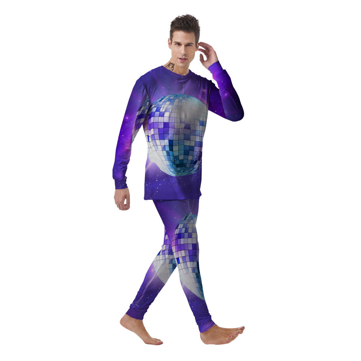 Disco Ball Ultraviolet Print Men's Pajamas-grizzshop