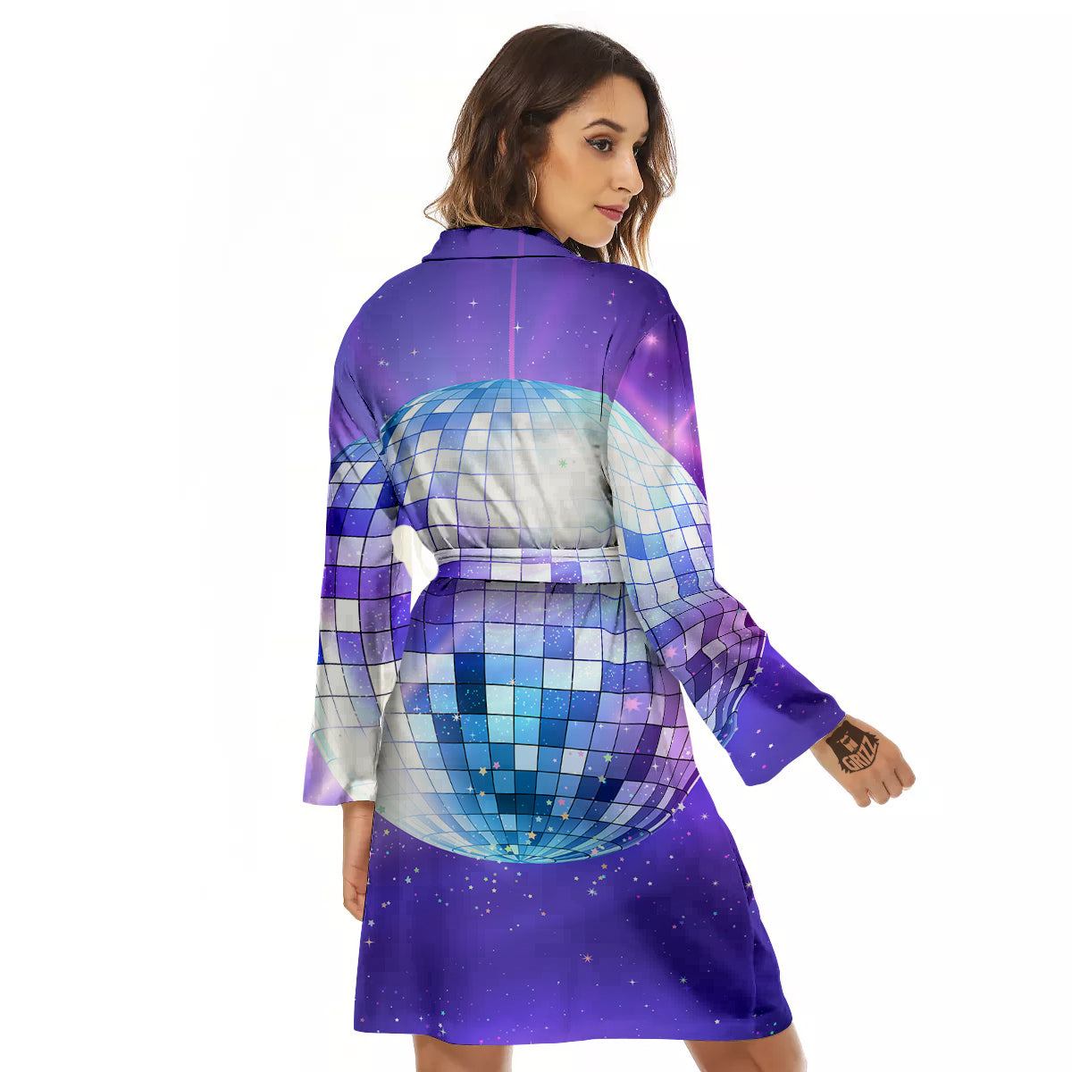 Disco Ball Ultraviolet Print Women's Robe-grizzshop
