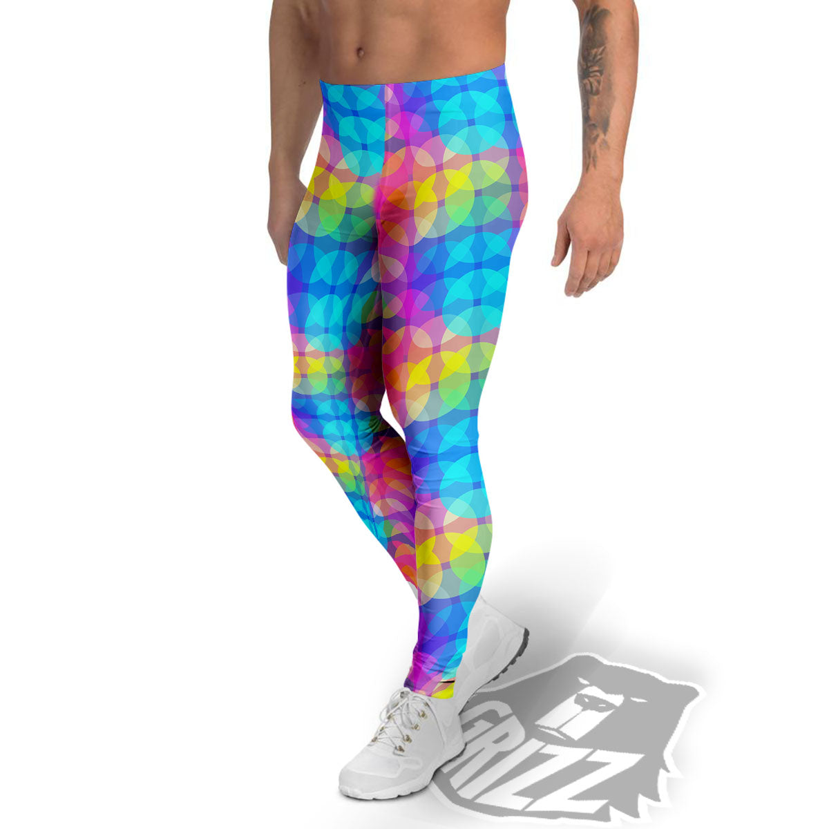 Disco Lights Colorful Print Pattern Men's Leggings-grizzshop