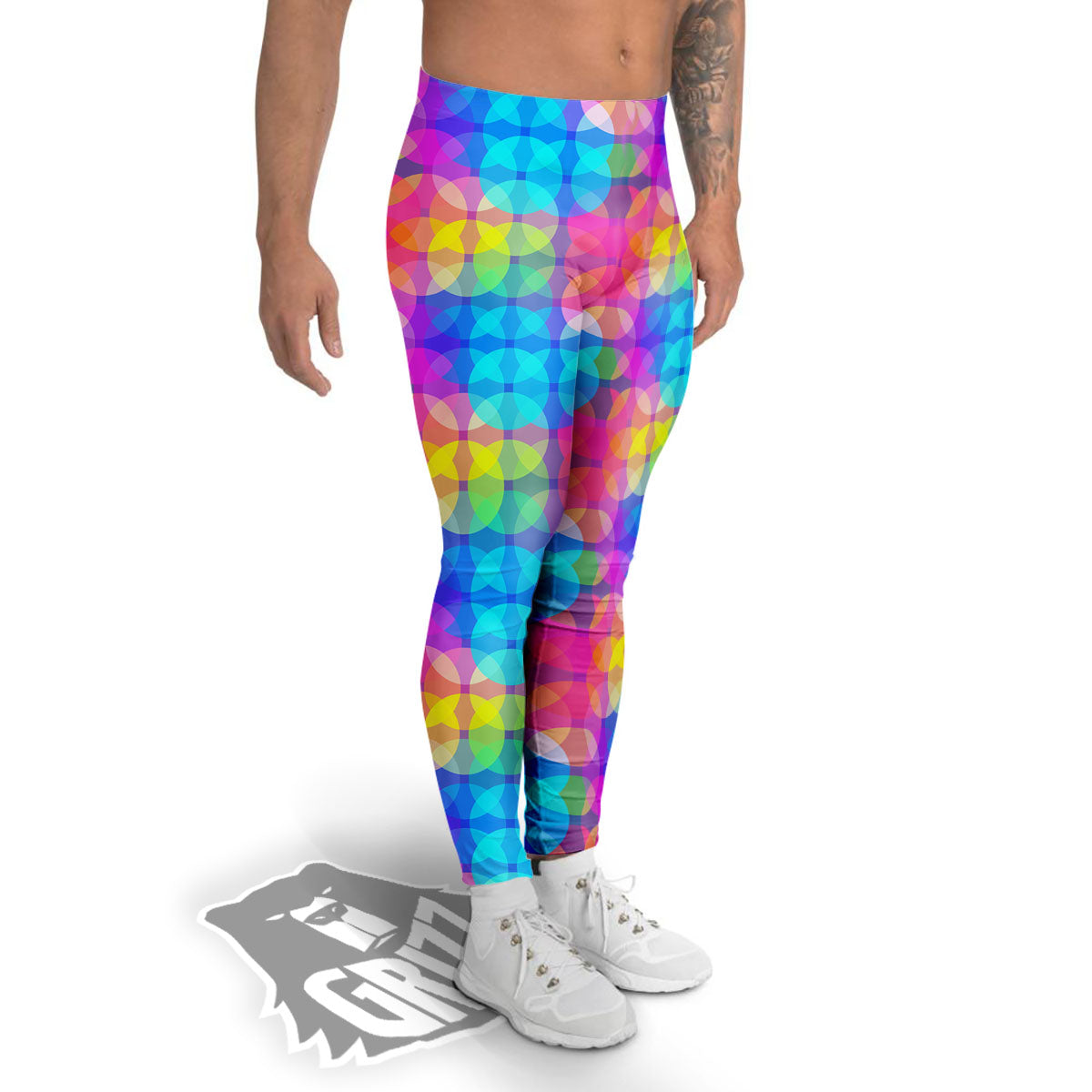 Disco Lights Colorful Print Pattern Men's Leggings-grizzshop