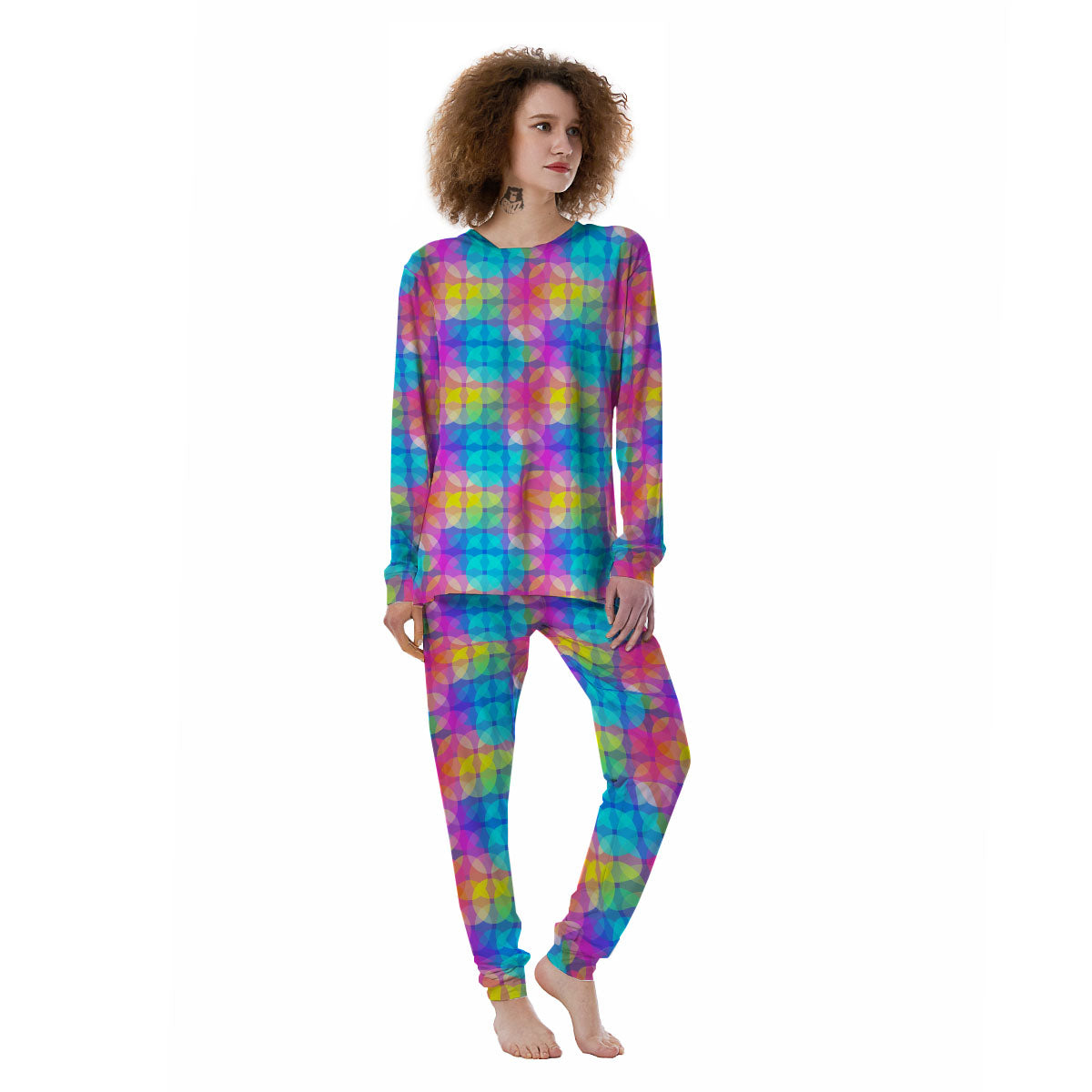 Disco Lights Colorful Print Pattern Women's Pajamas-grizzshop