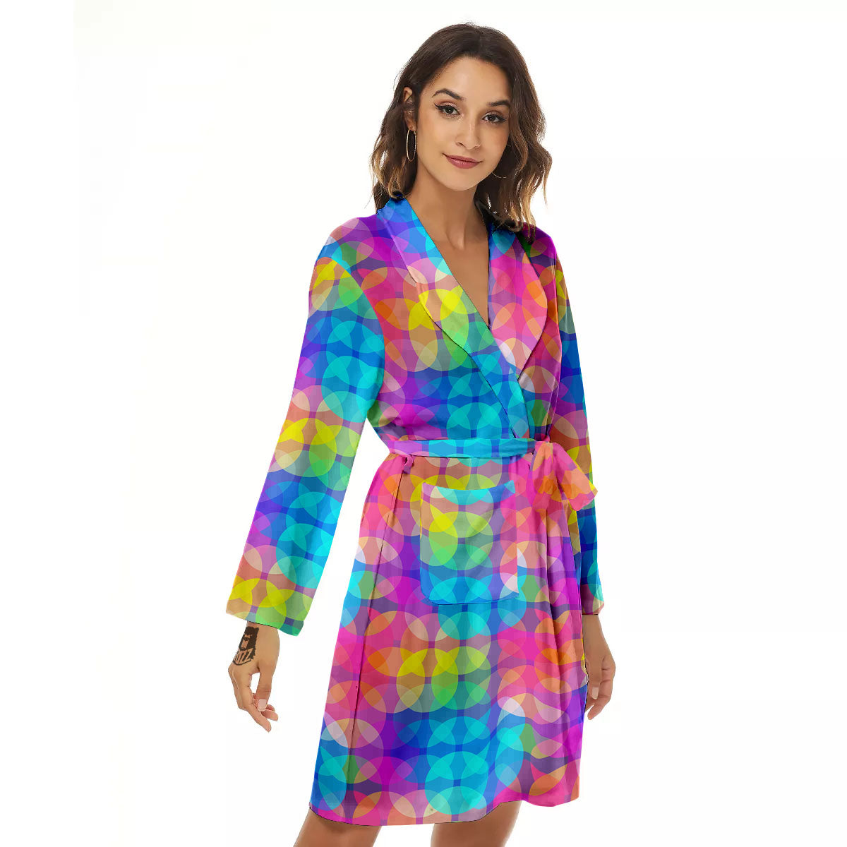 Disco Lights Colorful Print Pattern Women's Robe-grizzshop