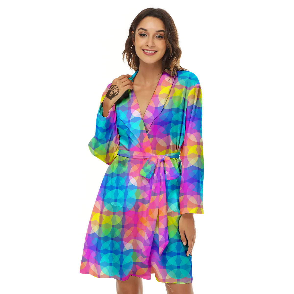 Disco Lights Colorful Print Pattern Women's Robe-grizzshop