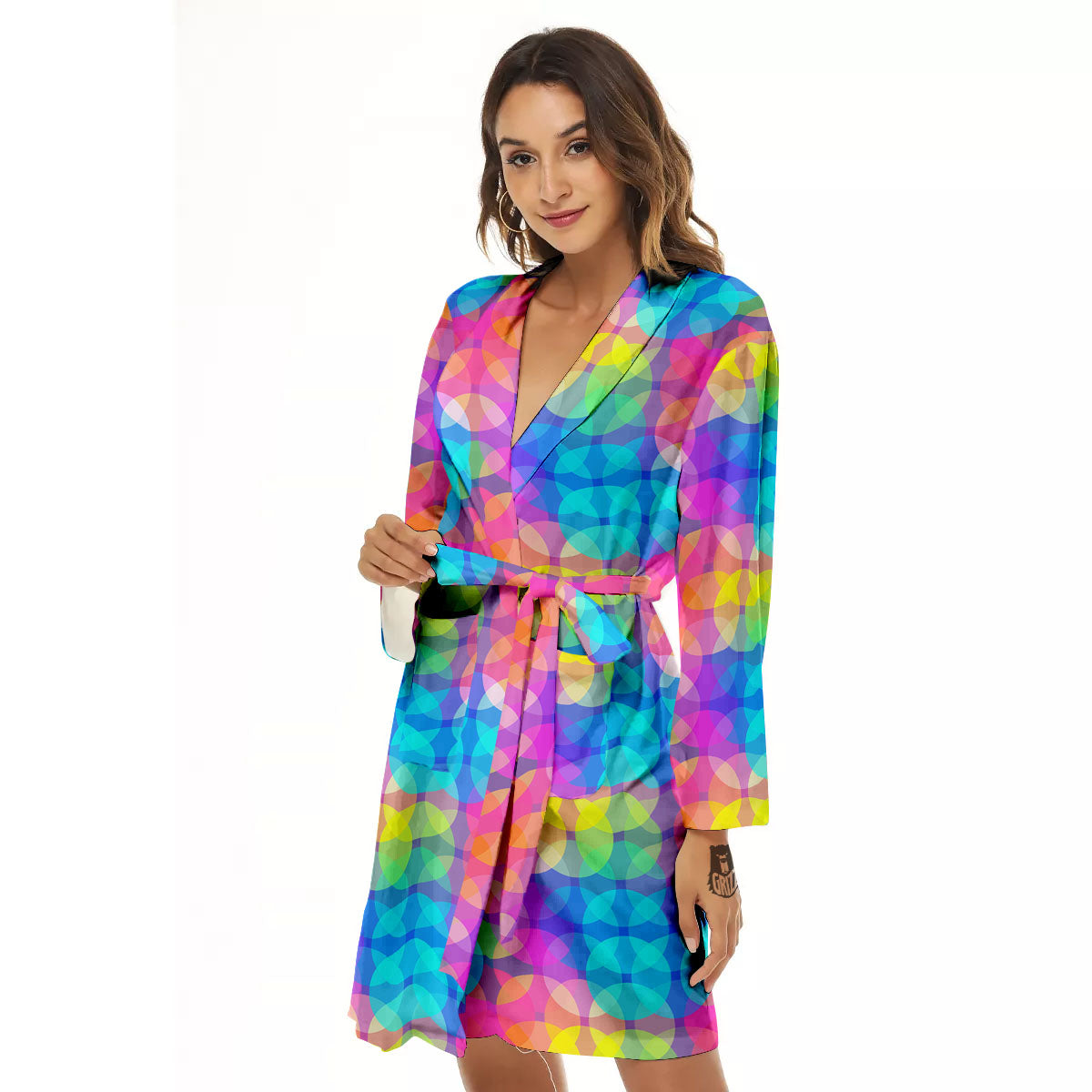Disco Lights Colorful Print Pattern Women's Robe-grizzshop