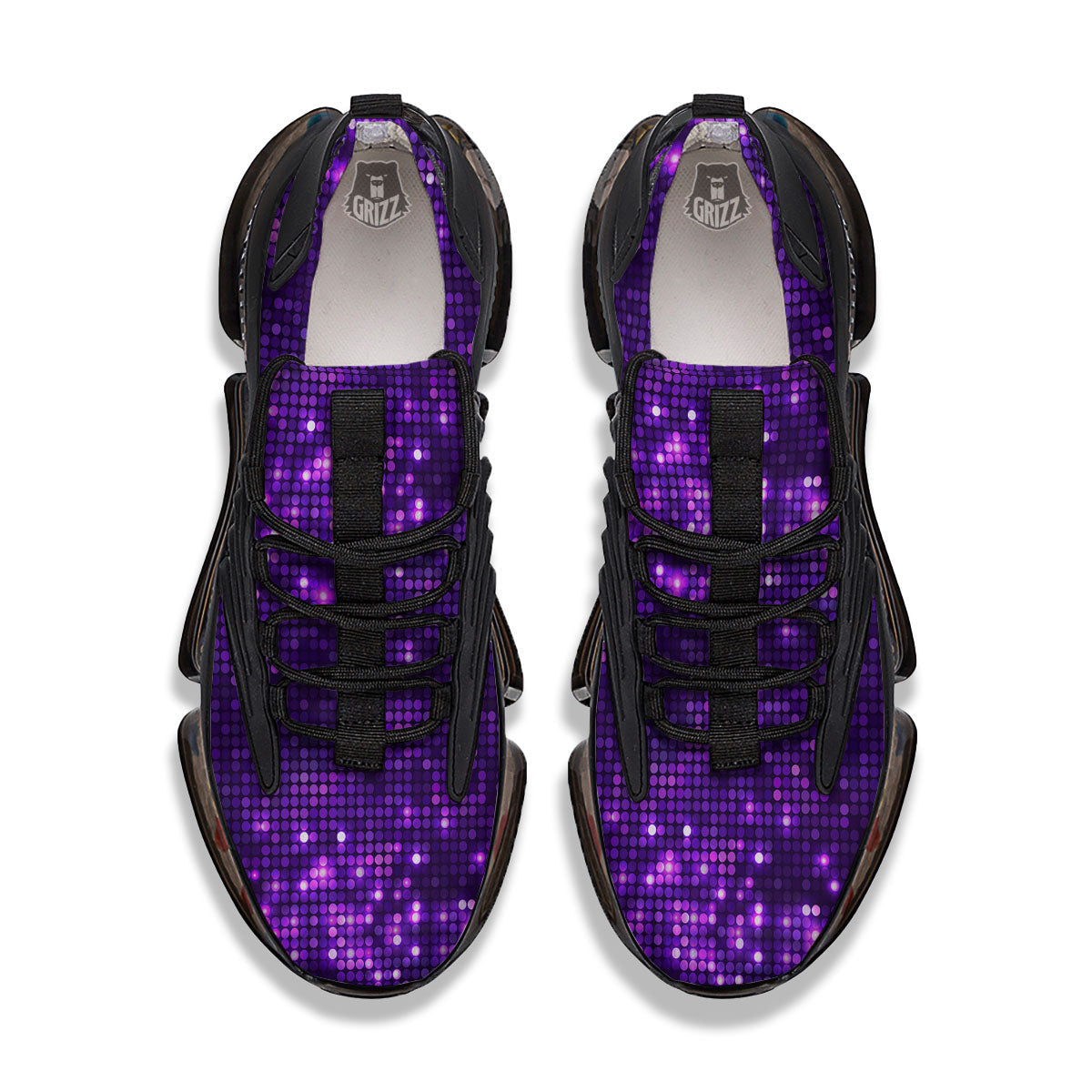 Disco Lights Purple Print Pattern Black Gym Shoes-grizzshop