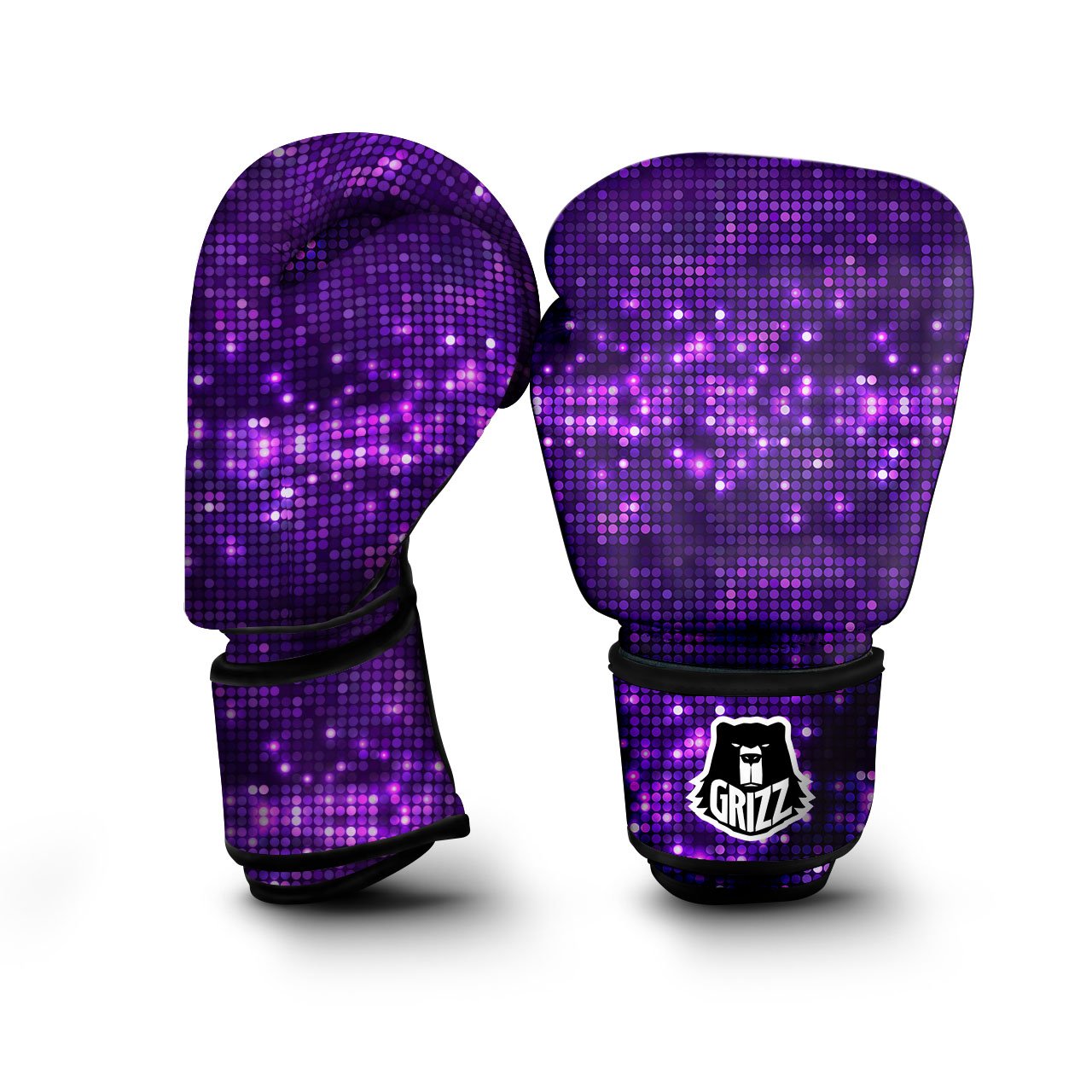 Disco Lights Purple Print Pattern Boxing Gloves-grizzshop