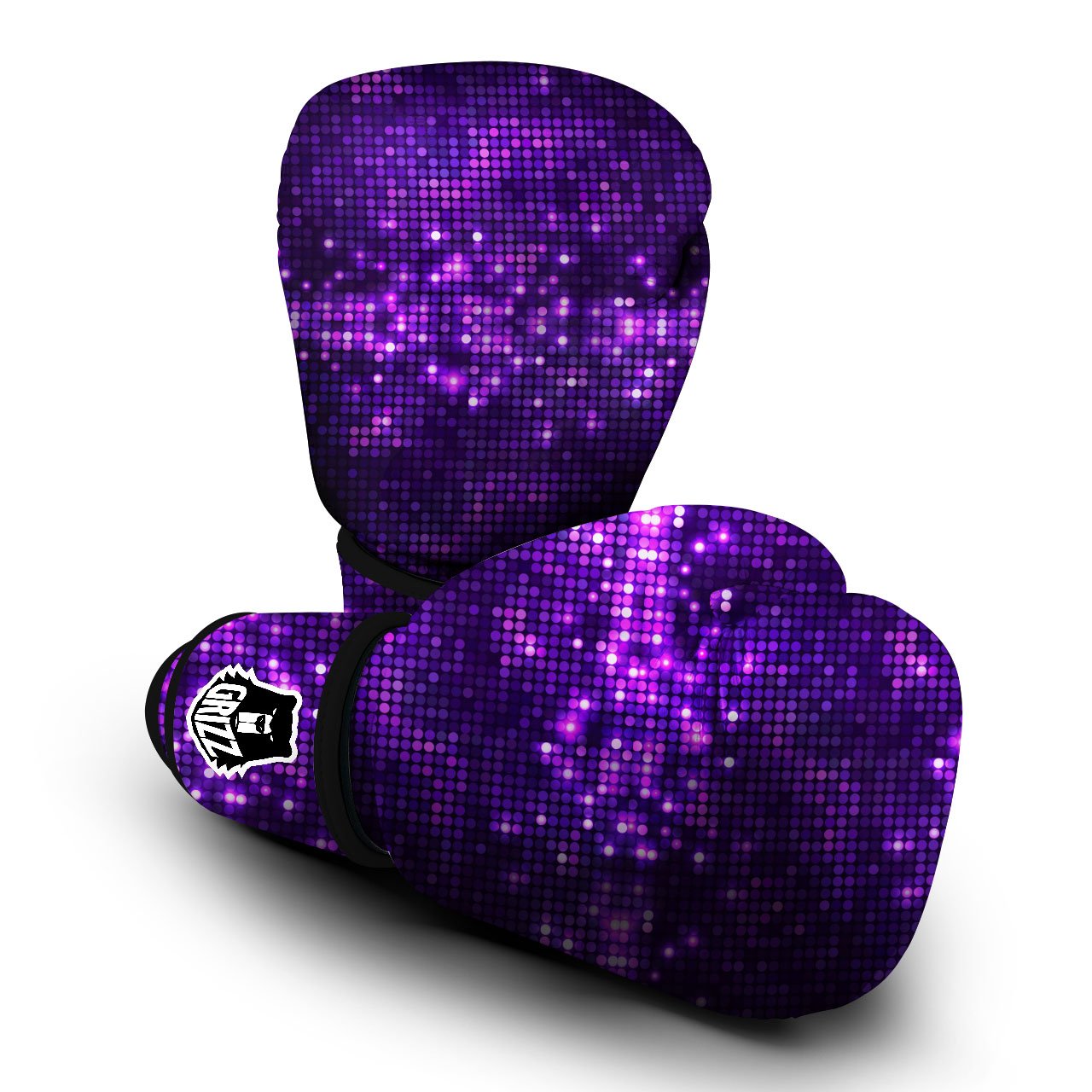 Disco Lights Purple Print Pattern Boxing Gloves-grizzshop