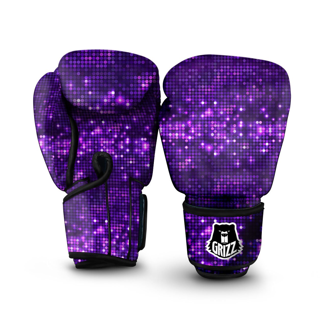 Disco Lights Purple Print Pattern Boxing Gloves-grizzshop