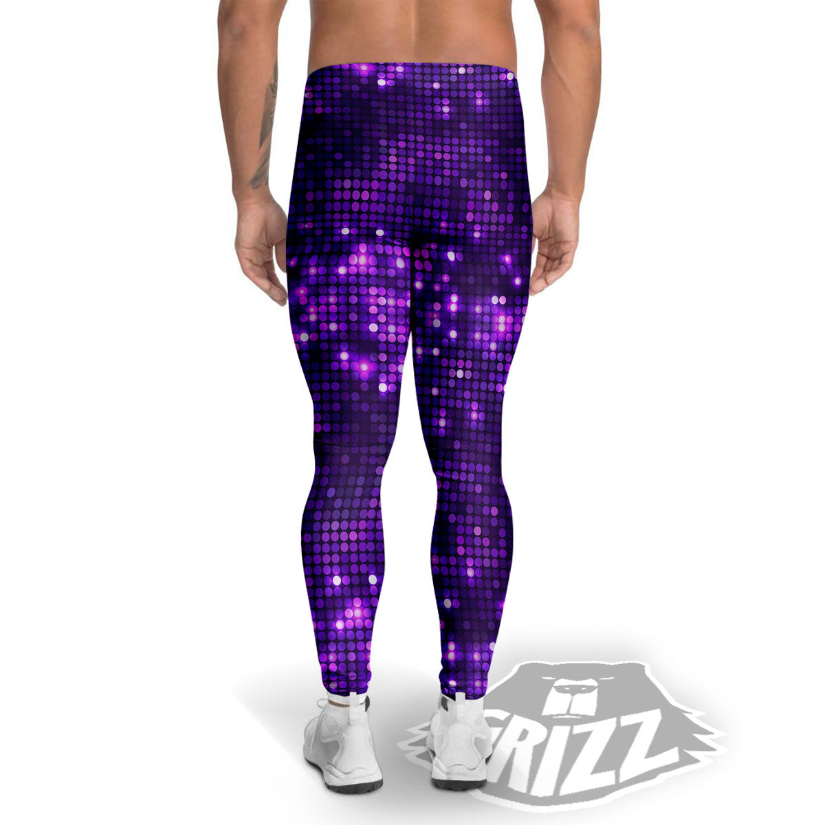 Disco Lights Purple Print Pattern Men's Leggings-grizzshop