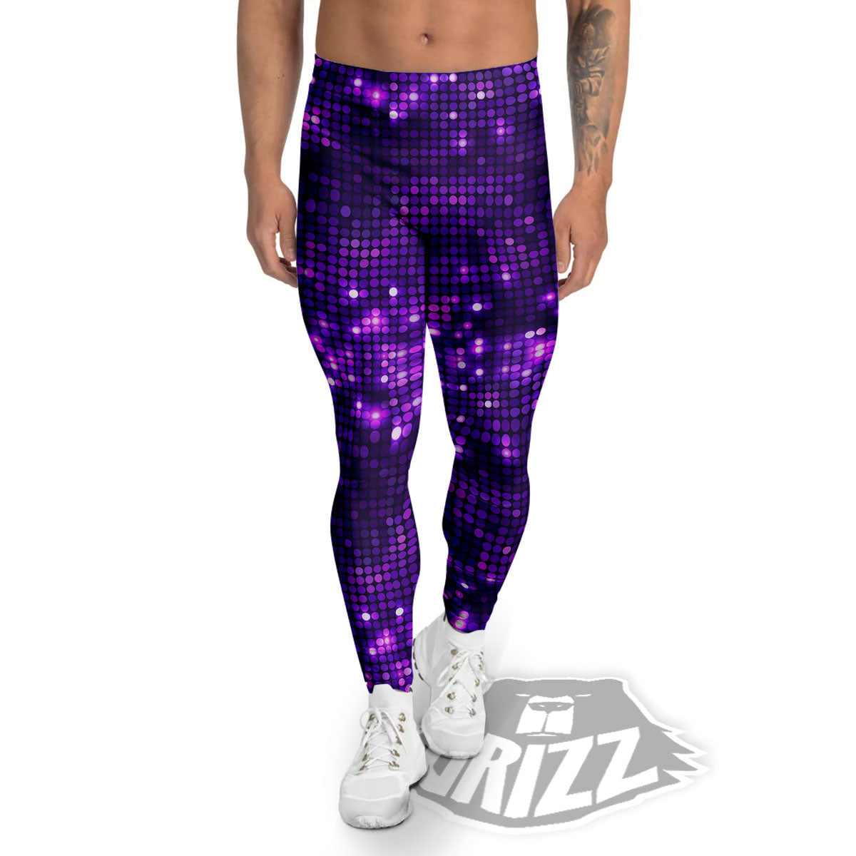 Disco Lights Purple Print Pattern Men's Leggings-grizzshop