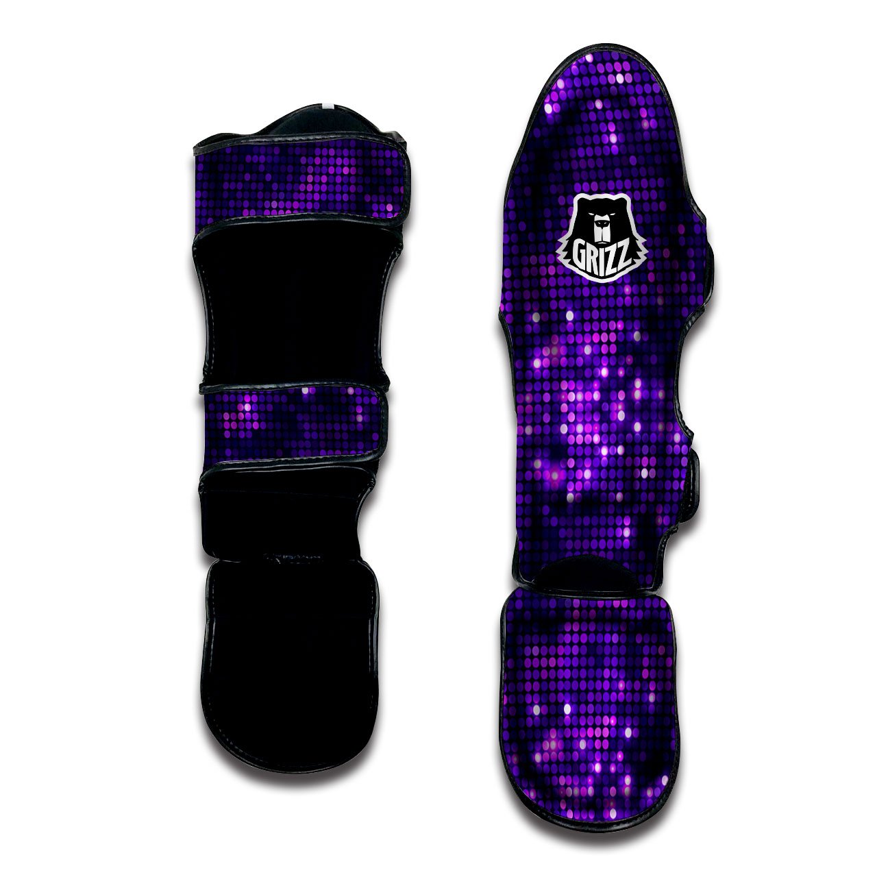 Disco Lights Purple Print Pattern Muay Thai Shin Guards-grizzshop