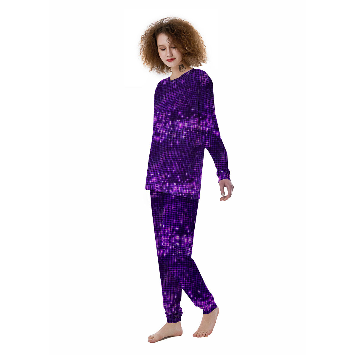 Disco Lights Purple Print Pattern Women's Pajamas-grizzshop