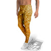 Disco Shiny Golden Texture Print Men's Leggings-grizzshop