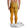 Disco Shiny Golden Texture Print Men's Leggings-grizzshop