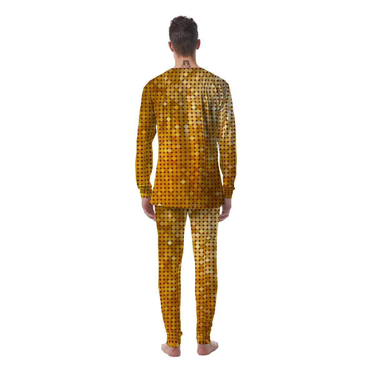 Disco Shiny Golden Texture Print Men's Pajamas-grizzshop