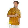 Disco Shiny Golden Texture Print Men's Short Sleeve Shirts-grizzshop