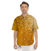 Disco Shiny Golden Texture Print Men's Short Sleeve Shirts-grizzshop