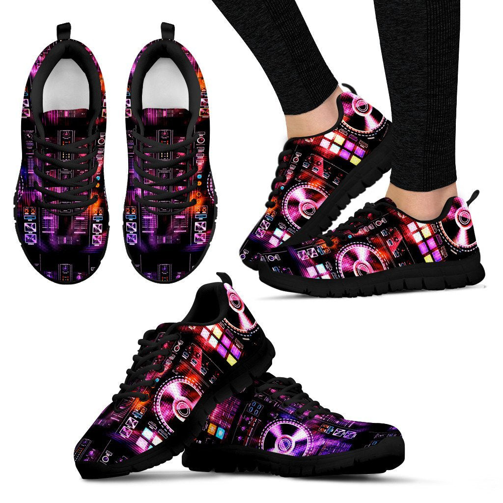 Dj Djing edm Pattern Black Sneakers for Women and Men-grizzshop