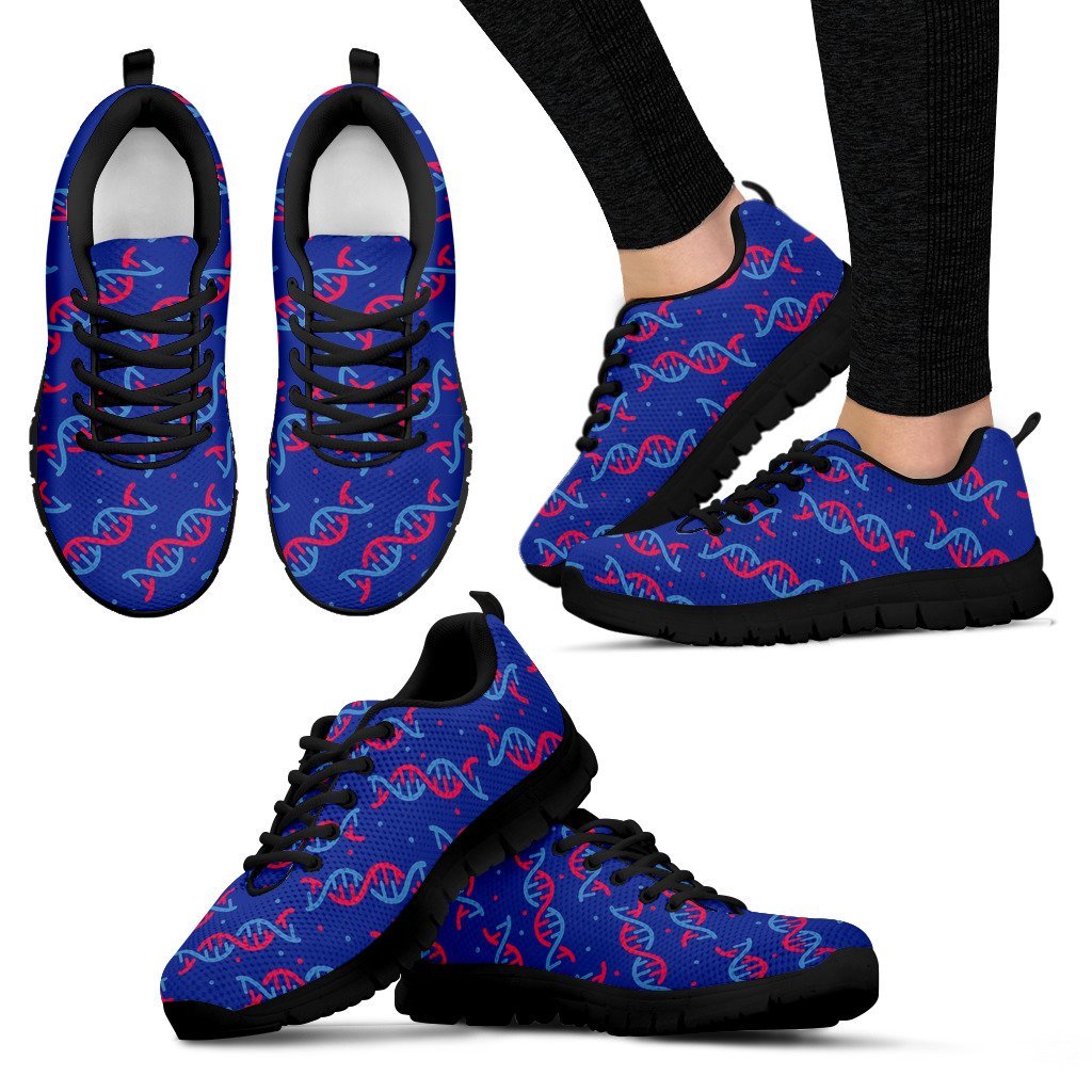 Dna Pattern Print Black Sneaker Shoes For Men Women-grizzshop