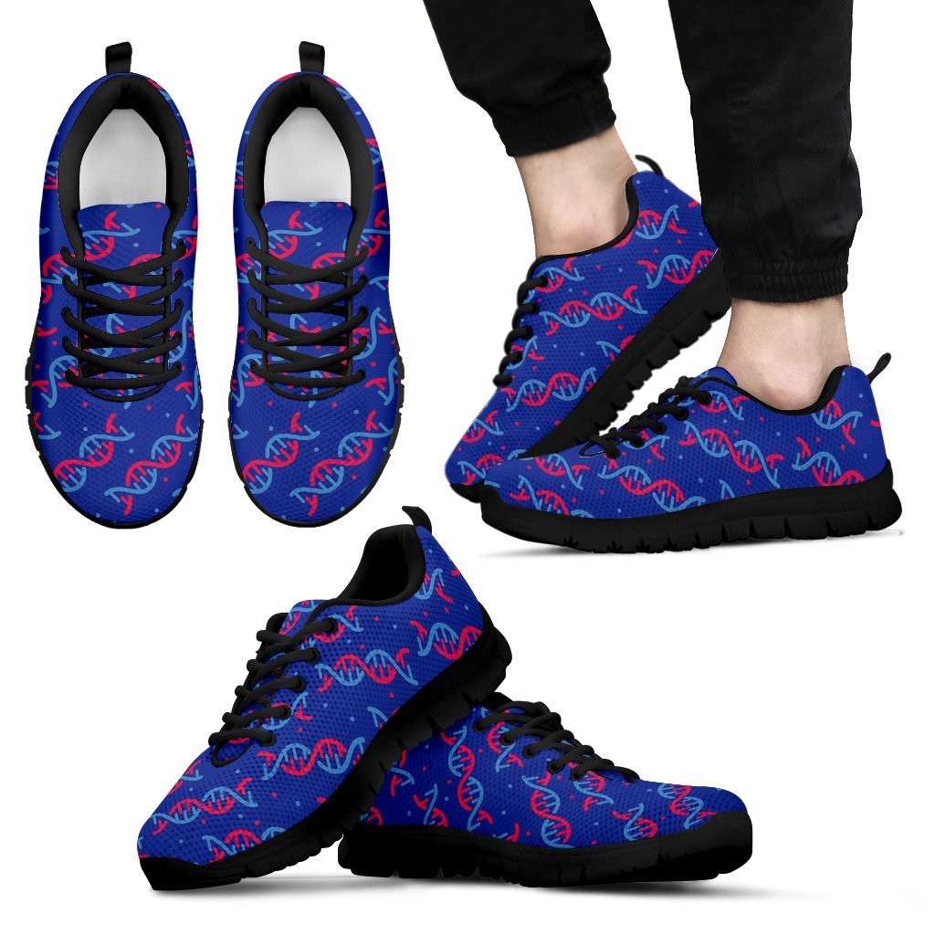 Dna Pattern Print Black Sneaker Shoes For Men Women-grizzshop