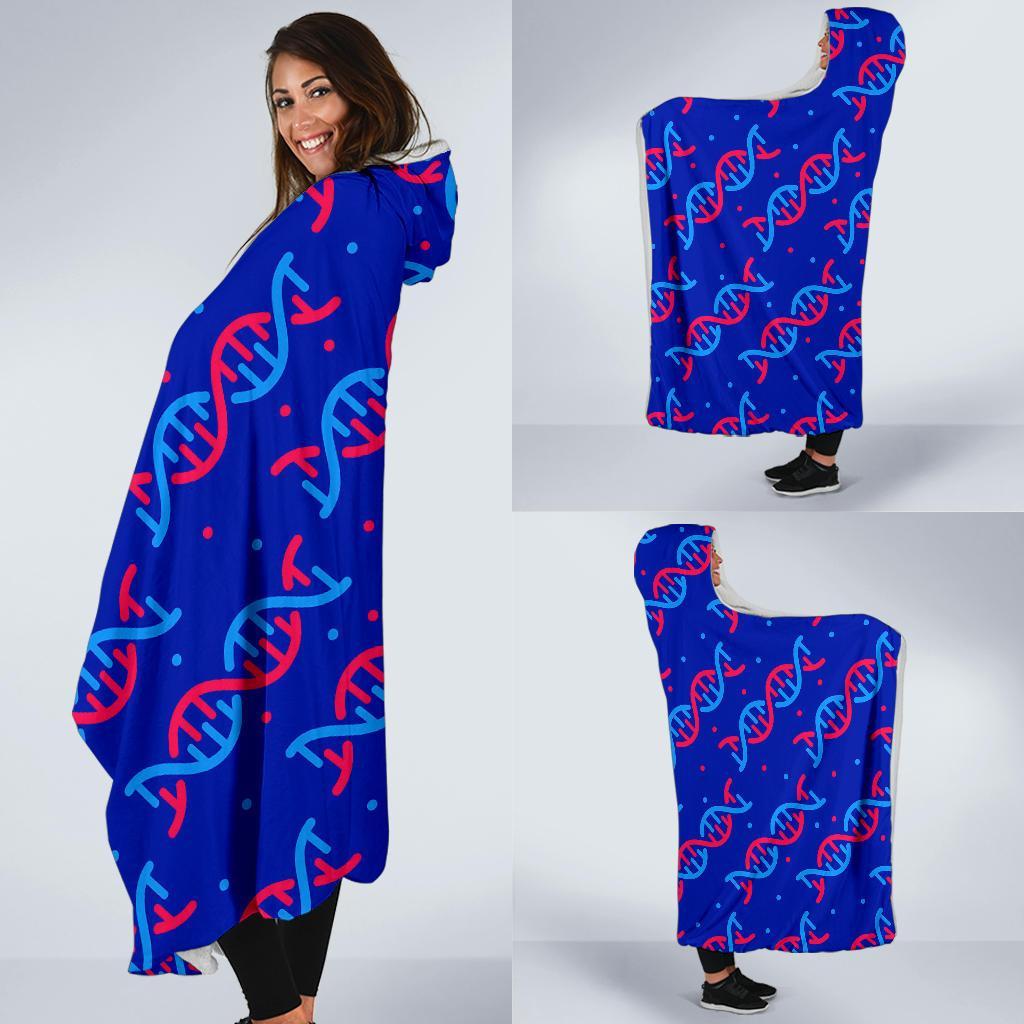 Dna Pattern Print Hooded Blanket-grizzshop