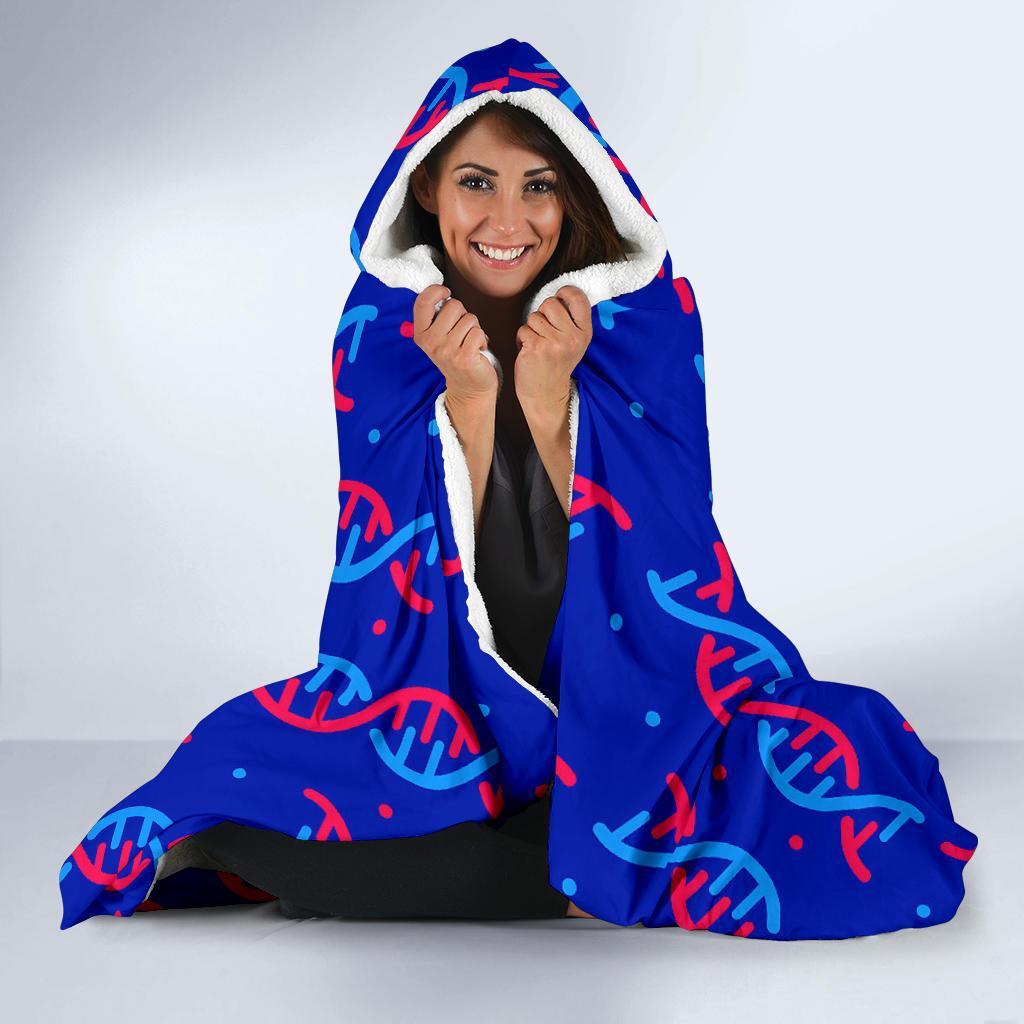 Dna Pattern Print Hooded Blanket-grizzshop