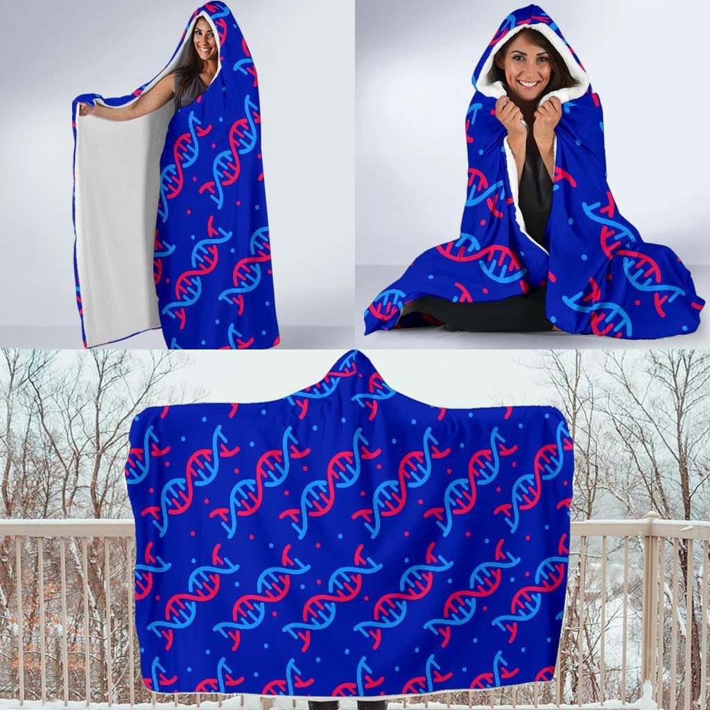 Dna Pattern Print Hooded Blanket-grizzshop